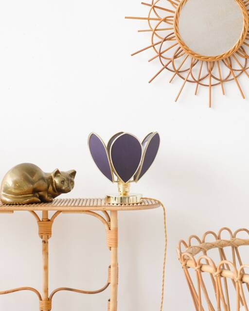 Flower Table Lamp - Midnight Blue & Gold - image 1