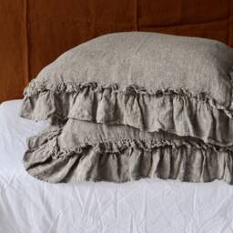 Linen Pillowcase With Ruffles Standard , Queen King Euro Sham Body Pillow Size. Bed Pillows. Washed & Softened. Made By Mooshop.8 - thumbnail 2
