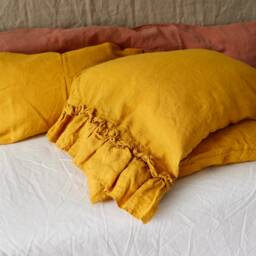 Linen Pillowcase With Ruffles Standard , Queen King Euro Sham Body Pillow Size. Bed Pillows. Washed & Softened. Made By Mooshop.8 - thumbnail 4