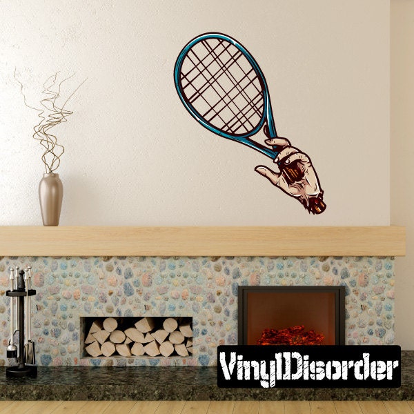 Tennis Racket Wall Decal - Fabric Vinyl Removable & Reusable Tennisuscolor007Et
