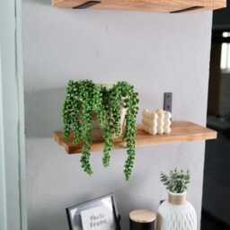 3 Tier Shelves - Rustic Handmade Wooden Floating Shelves Slim Mango Wood With Brackets Length 16Inch X 5Inch Depth 1Inch Thick - thumbnail 2