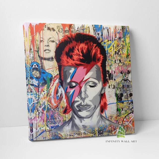 David Bowie Ziggy Stardust Graffiti Canvas Art Wall Print Picture Banksy Style Framed Home Decor -D331 - image 1