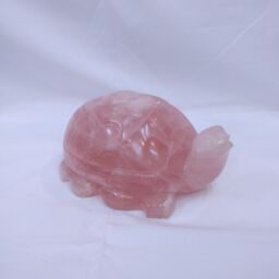 Rose Quartz Turtle, Quartz Tortoise, Carved Stone Healing Fengshui Tortoise, Tortoise Figurine, Gemstone Animals, Home Decor - thumbnail 2