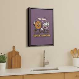 Funny Jewish Food Art, Retro Latke & Sour Cream Framed Canvas Print - thumbnail 3
