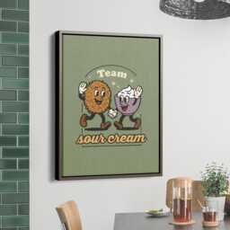 Funny Jewish Food Art, Retro Latke & Sour Cream Framed Canvas Print