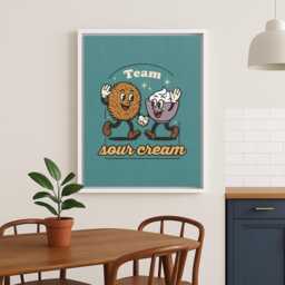 Funny Jewish Food Art, Retro Latke & Sour Cream Framed Canvas Print - thumbnail 2