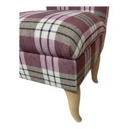 Bedroom Chair On Light Oak Shaped Solid Wood Legs - Kintyre Heather Tartan Fabric - thumbnail 2