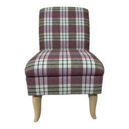 Bedroom Chair On Light Oak Shaped Solid Wood Legs - Kintyre Heather Tartan Fabric
