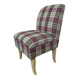 Bedroom Chair On Light Oak Shaped Solid Wood Legs - Kintyre Heather Tartan Fabric - thumbnail 3