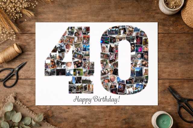 Personalised Photo Collage Gift, 40Th Birthday Milestone Birthday, 18Th, 21st, 30Th, Keepsake - image 1