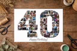 Personalised Photo Collage Gift, 40Th Birthday Milestone Birthday, 18Th, 21st, 30Th, Keepsake - thumbnail 1