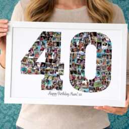 Personalised Photo Collage Gift, 40Th Birthday Milestone Birthday, 18Th, 21st, 30Th, Keepsake - thumbnail 2
