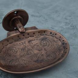 Copper Engraved Soap Dish, Wall Holder, Handmade Dish - thumbnail 4