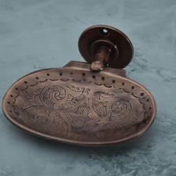 Copper Engraved Soap Dish, Wall Holder, Handmade Dish - thumbnail 2