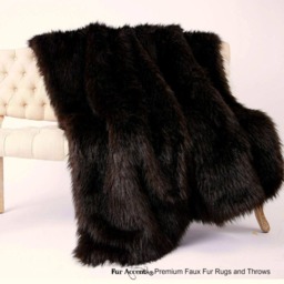 Reversible Faux Fur Throw Blanket, Dark Brown Bear, White Sheepskin - thumbnail 4