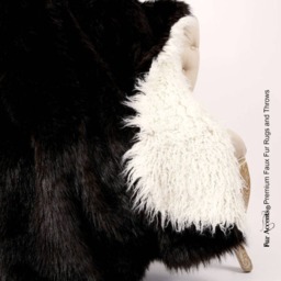 Reversible Faux Fur Throw Blanket, Dark Brown Bear, White Sheepskin - thumbnail 3