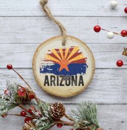 Arizona Christmas Ornament, Home State Gift, Natural Pine Wood Slice, Tree Decoration Gift Idea Woodland Ornament - thumbnail 1
