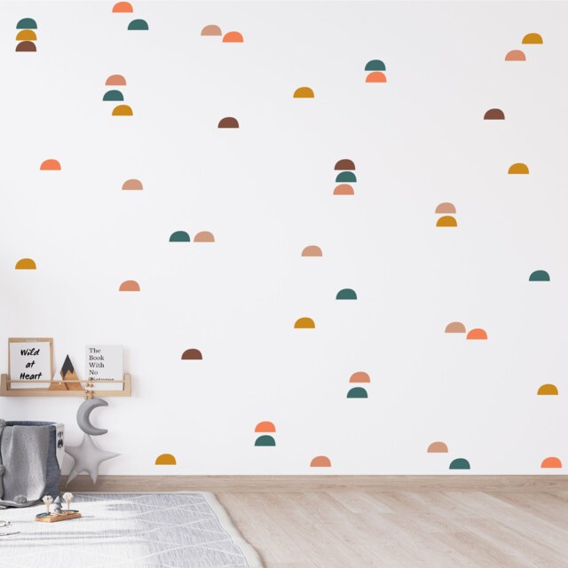 Semi-Circle Wall Decals - Scandinavian Kids Room Decor Modern Boho Stickers - image 1