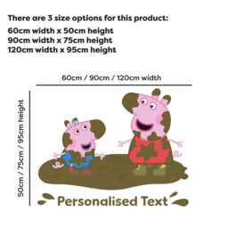 Peppa Pig Wall Sticker - & George Muddy Puddle Personalised Name Decal Kids Art - thumbnail 3