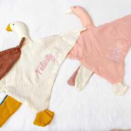 Custom Embroidered Lovey, Heirloom Baby Security Blanket, Personalized Newborn Gift, Keepsake Animal Comforter For Christening Easter - thumbnail 2