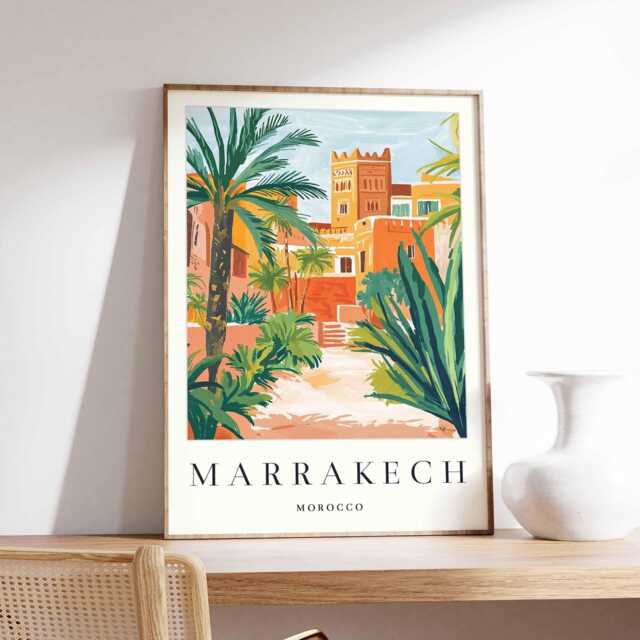 Marrakech City Map Poster Modern Moroccan Wall Art