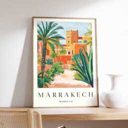 Marrakech City Map Poster Modern Moroccan Wall Art - thumbnail 1