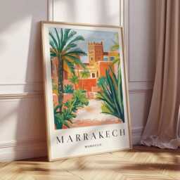 Marrakech City Map Poster Modern Moroccan Wall Art - thumbnail 3