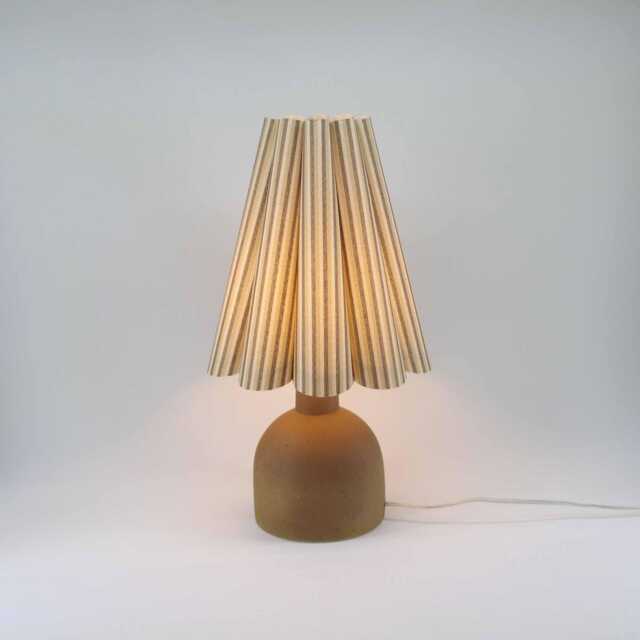 Duzy Handmade Khaki Stripes Fabric & Earthenware Ceramic Base Lamp For Home Decor-90# - image 1