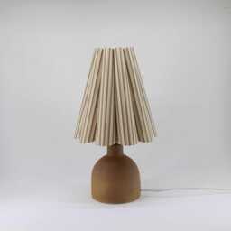 Duzy Handmade Khaki Stripes Fabric & Earthenware Ceramic Base Lamp For Home Decor-90# - thumbnail 2