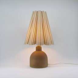 Duzy Handmade Khaki Stripes Fabric & Earthenware Ceramic Base Lamp For Home Decor-90# - thumbnail 4