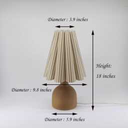 Duzy Handmade Khaki Stripes Fabric & Earthenware Ceramic Base Lamp For Home Decor-90# - thumbnail 2