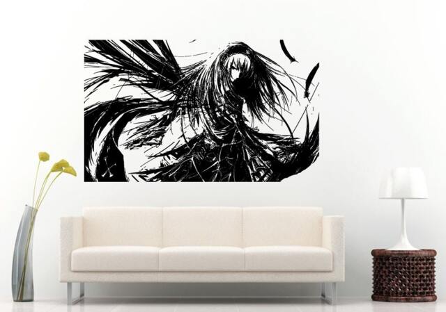 Anime Woman Long Hair & Wavy Dress Poster Wall Decal Vinyl Sticker Mural Room Decor L684 - image 1