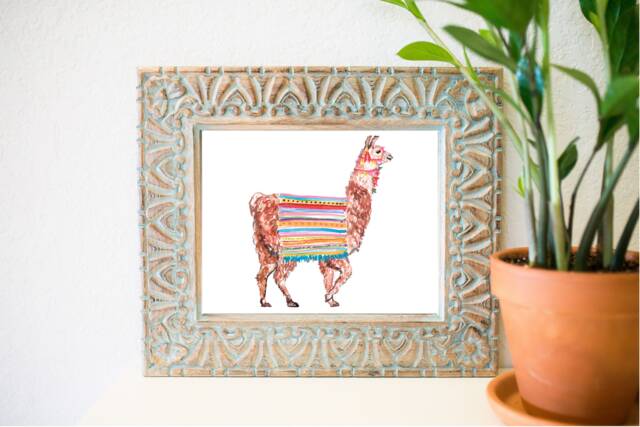 8 X 10 Llama Art Print, Llama Watercolor Painting, Bohemian Decor Ideas - image 1