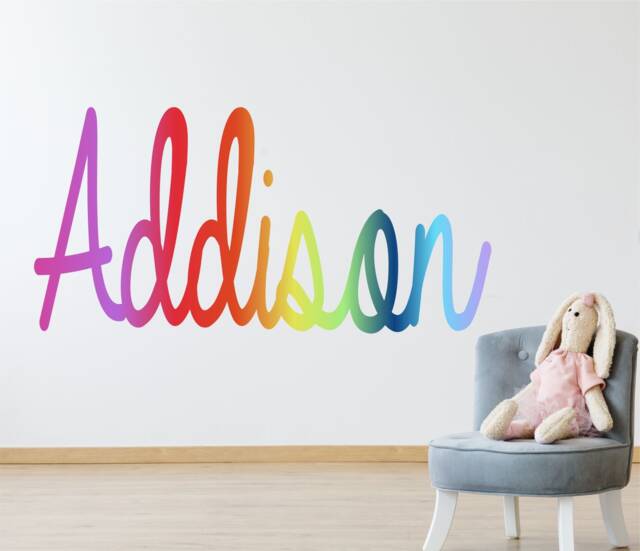 Pastel Rainbow Name Wall Sticker Decal Art Vinyl Graphic Mural 4 Sizes Any Word Handwriting - image 1