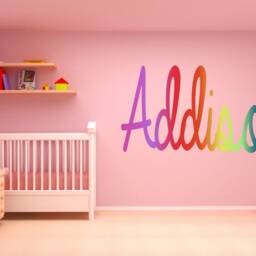 Pastel Rainbow Name Wall Sticker Decal Art Vinyl Graphic Mural 4 Sizes Any Word Handwriting - thumbnail 3
