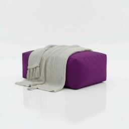 Purple Bean Bag Ottoman Rectangle Footstool, Water Resistant Polyester - thumbnail 1