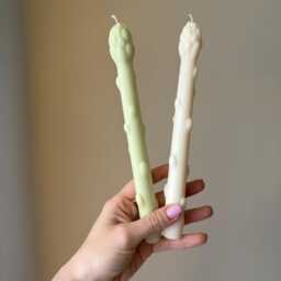 Asparagus Taper Candle Handmade Soy Wax Dinner Candle - thumbnail 3