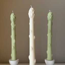 Asparagus Taper Candle Handmade Soy Wax Dinner Candle - thumbnail 2