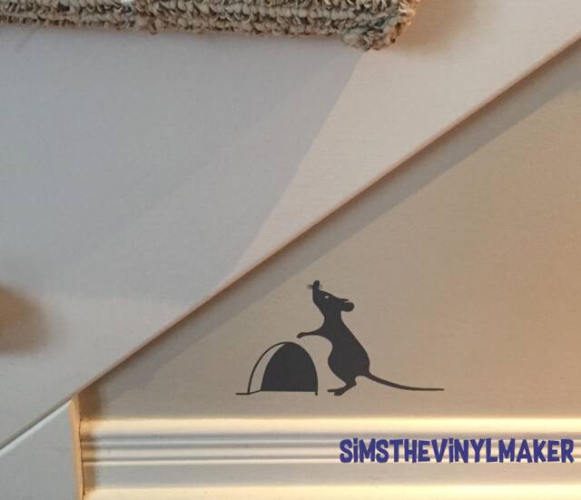 Mouse Hole Decal - Little Mouse Vinyl Sticker Silhouette Wall Art Decals Stickers Decor - image 1