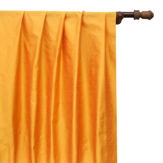Saffron Orange Art Silk Curtain Panels, Faux Curtains - Rod Pocket, Grommet, Box Pleat, Three Pinch Tab Top & Plain Ring Top - image 1