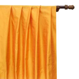 Saffron Orange Art Silk Curtain Panels, Faux Curtains - Rod Pocket, Grommet, Box Pleat, Three Pinch Tab Top & Plain Ring Top - thumbnail 1
