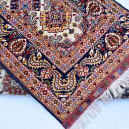 Handmade Wool Afghan Rug Cream Geometric Design, 5x7 Ft - thumbnail 4