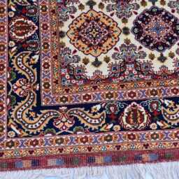 Handmade Wool Afghan Rug Cream Geometric Design, 5x7 Ft - thumbnail 3