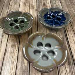 Ceramic Soap Dish - Flower Shaped/Dip Glaze Pottery Fair Trade Gift - thumbnail 2