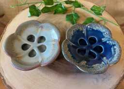 Ceramic Soap Dish - Flower Shaped/Dip Glaze Pottery Fair Trade Gift