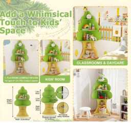 Tree Green Bookshelf Kids 5-Tier Children Book Display Rack - thumbnail 4
