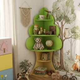 Tree Green Bookshelf Kids 5-Tier Children Book Display Rack - thumbnail 3