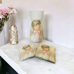 Christmas Angel Flower Vase & Coaster Gift Set, Home Decorations, Coasters, Sweet Set - thumbnail 2