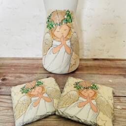 Christmas Angel Flower Vase & Coaster Gift Set, Home Decorations, Coasters, Sweet Set - thumbnail 3