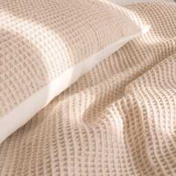 Cotton Waffle Duvet Cover Set, Flax Neutral Bedding, Soft Cozy Comforter Cover, Natural Minimalist Bedding - thumbnail 3